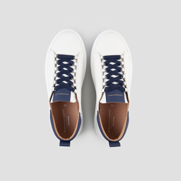 Sneakers Alexander Smith wembley man in white leather with blue details - 6