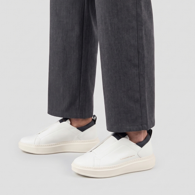 Sneakers Alexander Smith wembley slip-on man in white leather and black details - 2