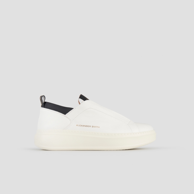 Sneakers Alexander Smith wembley slip-on man in white leather and black details - 3