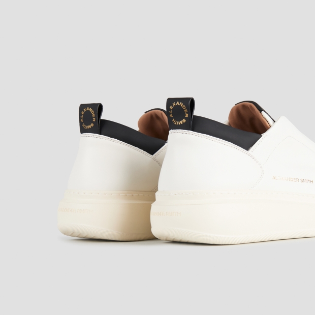 Sneakers Alexander Smith wembley slip-on man in white leather and black details - 5