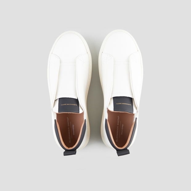Sneakers Alexander Smith wembley slip-on man in white leather and black details - 6