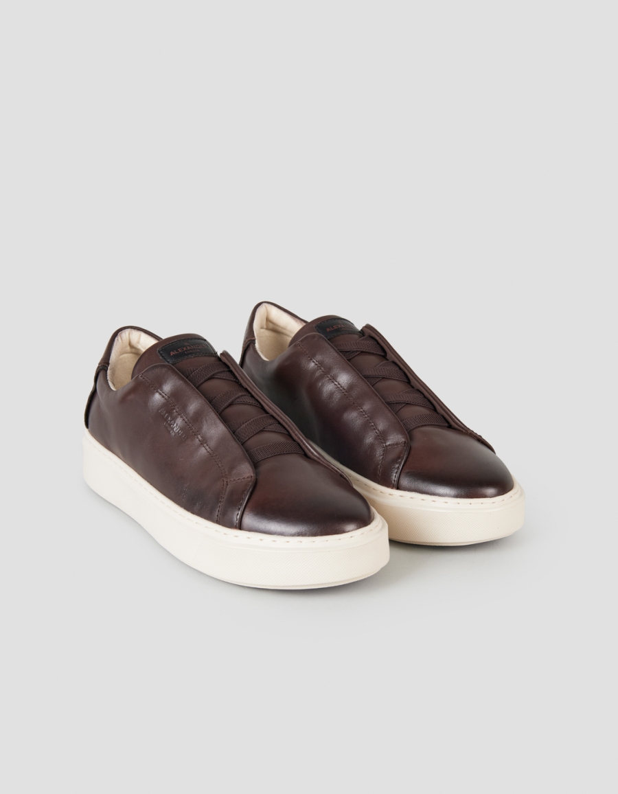 Sneakers Alexander Smith london man slip-on in brown brushed leather - 1