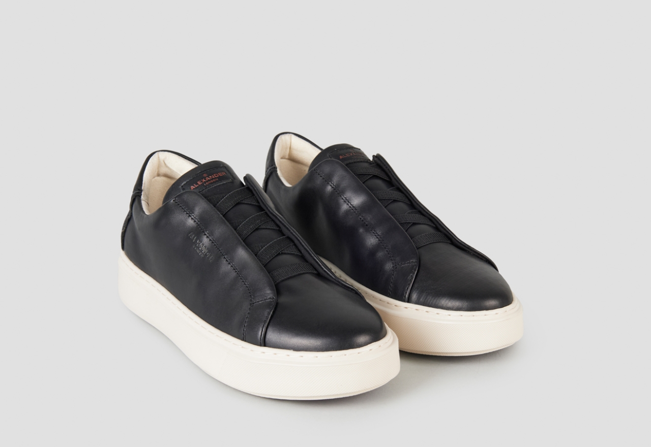 Sneakers Alexander Smith london man slip-on in black brushed leather - 1