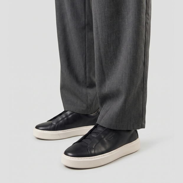 Sneakers Alexander Smith london man slip-on in black brushed leather - 2