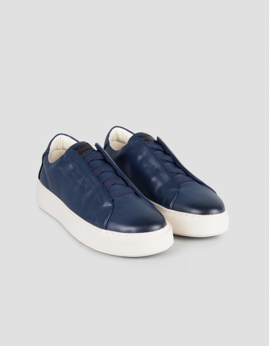 Sneakers Alexander Smith london man slip-on in blue brushed leather - 1