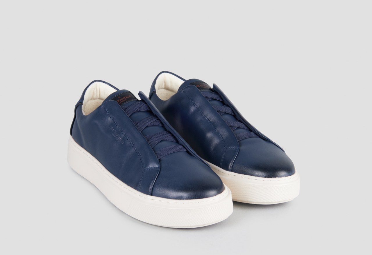 Sneakers Alexander Smith london man slip-on in blue brushed leather - 1
