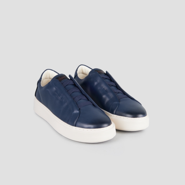 Sneakers Alexander Smith london man slip-on in blue brushed leather - 1