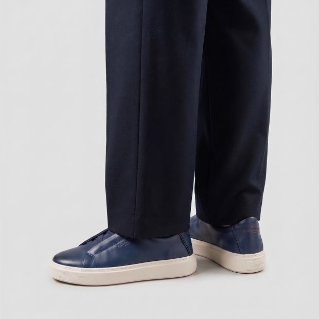 Sneakers Alexander Smith london man slip-on in blue brushed leather - 2
