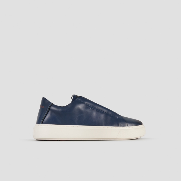 Sneakers Alexander Smith london man slip-on in blue brushed leather - 3