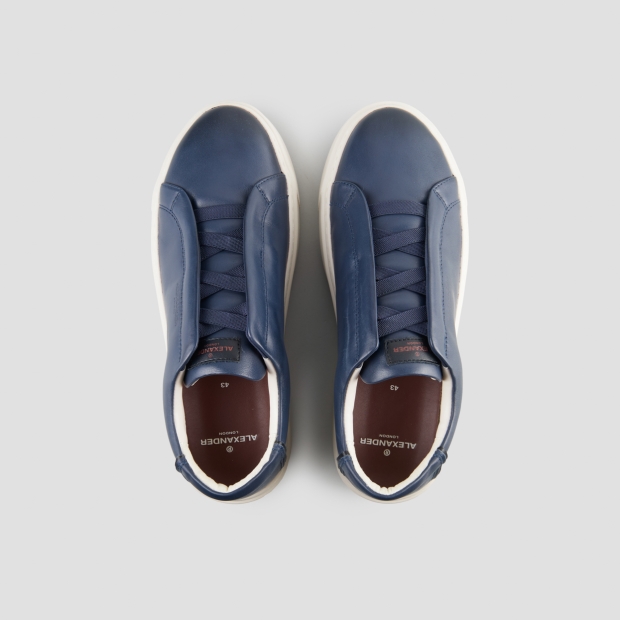 Sneakers Alexander Smith london man slip-on in blue brushed leather - 6