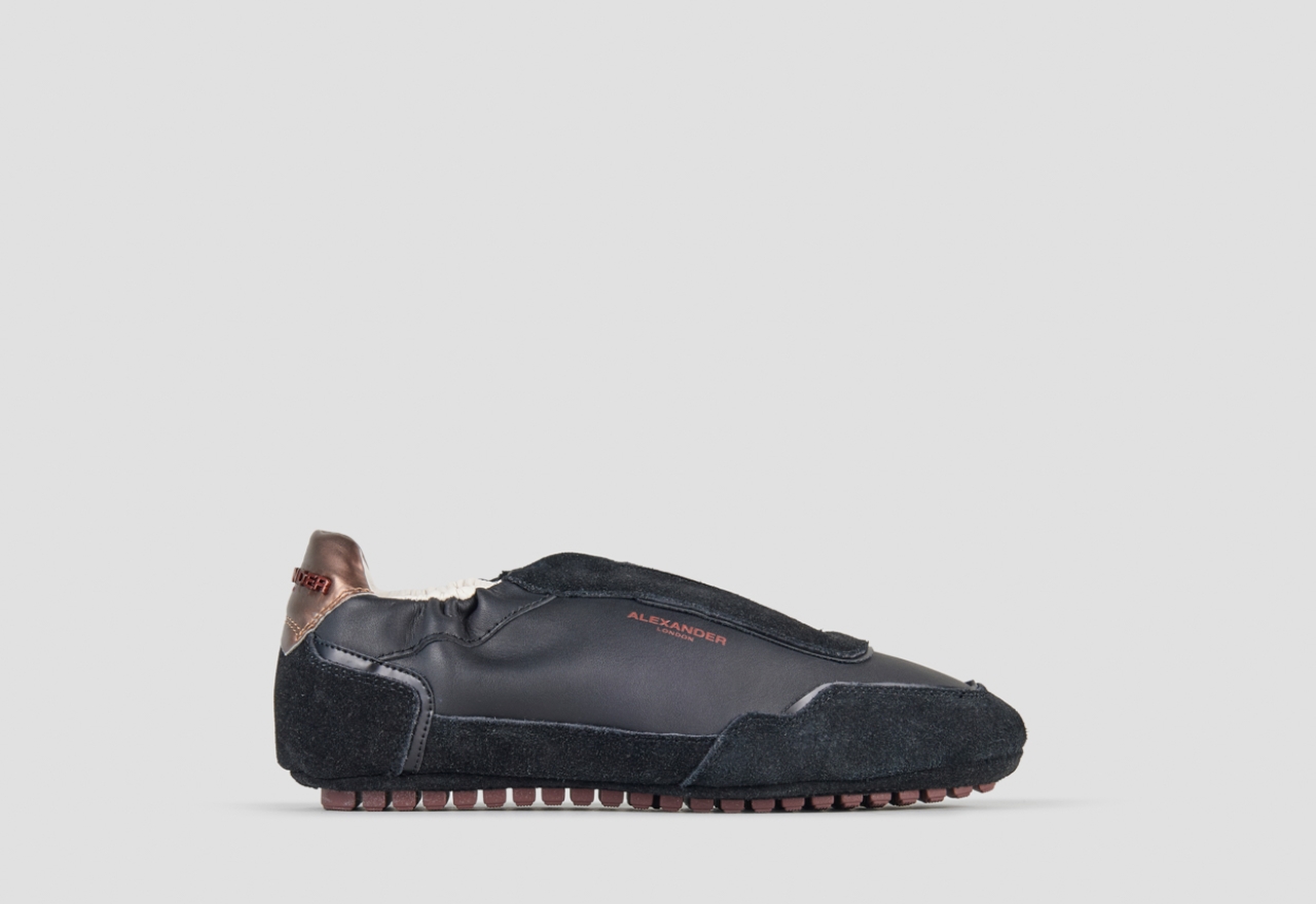 Sneakers Alexander Smith river woman in black leather and suede, and bronze back - 1