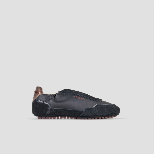 Sneakers Alexander Smith river woman in black leather and suede, and bronze back - 1