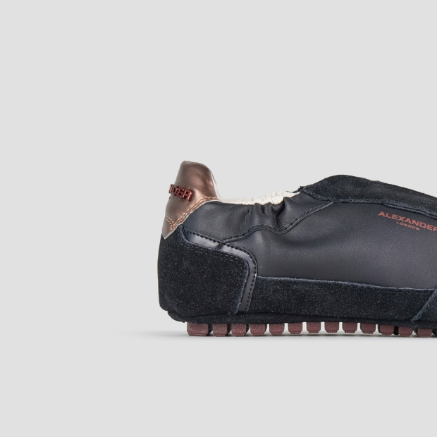 Sneakers Alexander Smith river woman in black leather and suede, and bronze back - 3