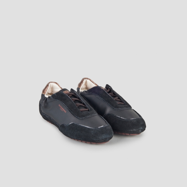 Sneakers Alexander Smith river woman in black leather and suede, and bronze back - 4