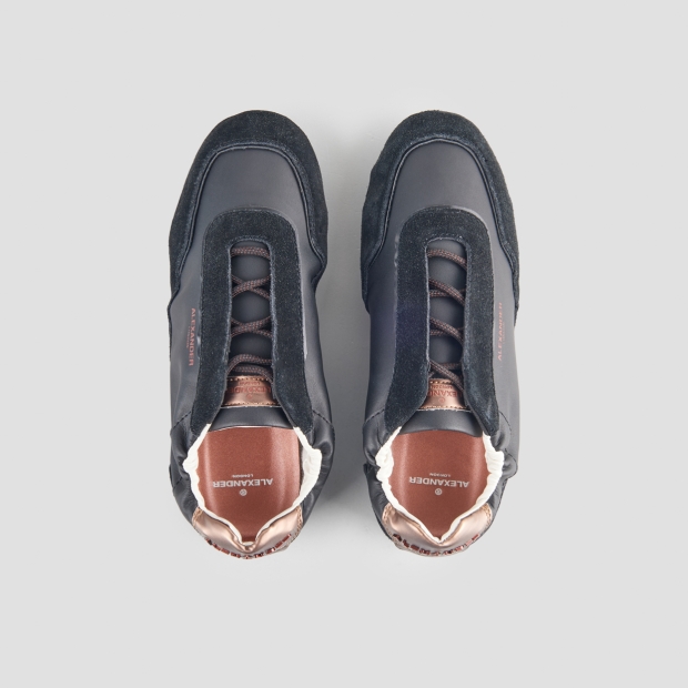 Sneakers Alexander Smith river woman in black leather and suede, and bronze back - 6