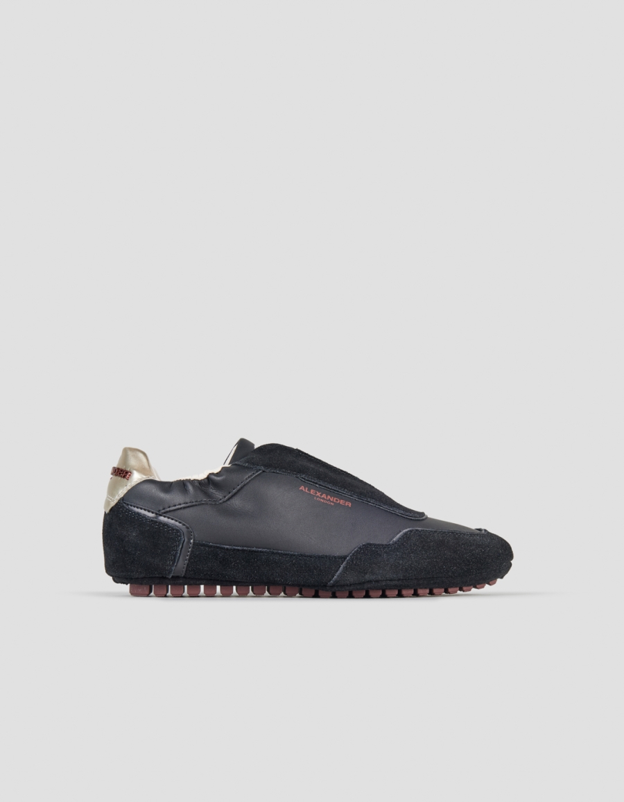 Sneakers Alexander Smith river woman in black leather and suede, and gold back - 1