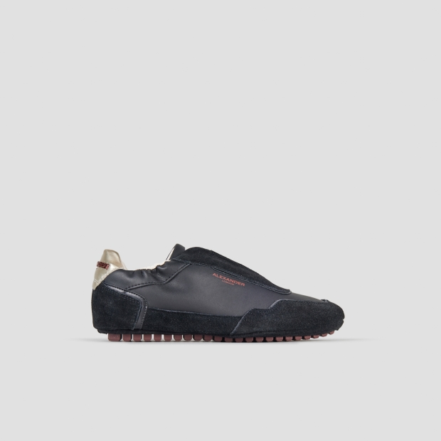 Sneakers Alexander Smith river woman in black leather and suede, and gold back - 1