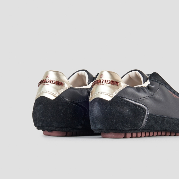 Sneakers Alexander Smith river woman in black leather and suede, and gold back - 5