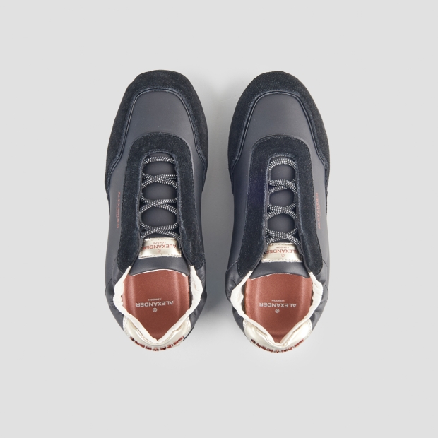 Sneakers Alexander Smith river woman in black leather and suede, and gold back - 6