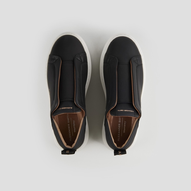 Sneakers Alexander Smith wembley slip-on donna in pelle nera - 5