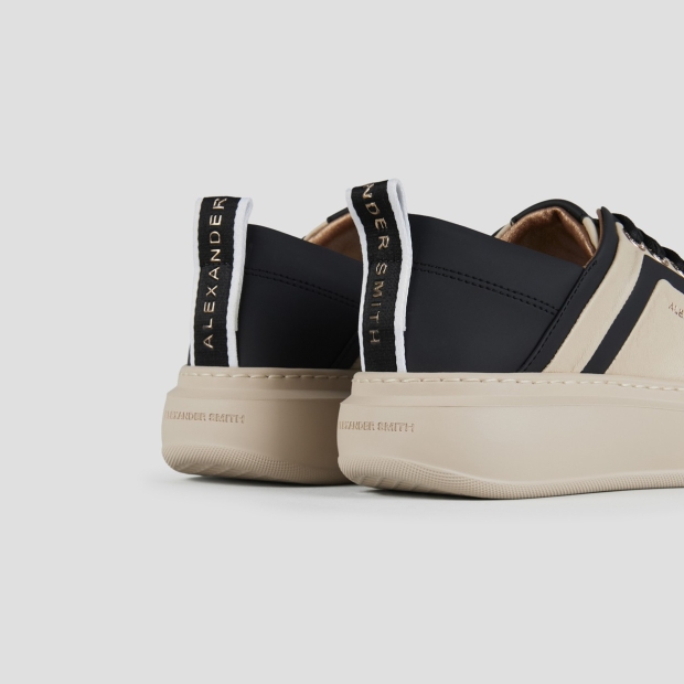 Sneakers Alexander Smith wembley donna in pelle nude con nervatura laterale e tallone neri - 4