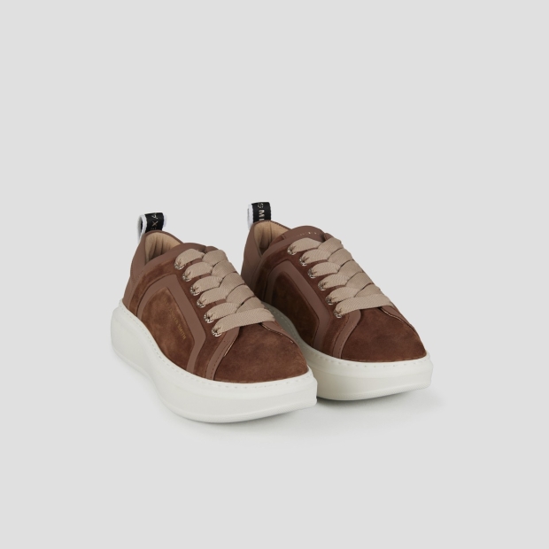 Sneakers Alexander Smith wembley donna in suede cammello con nervatura laterale e tallone in pelle - 3