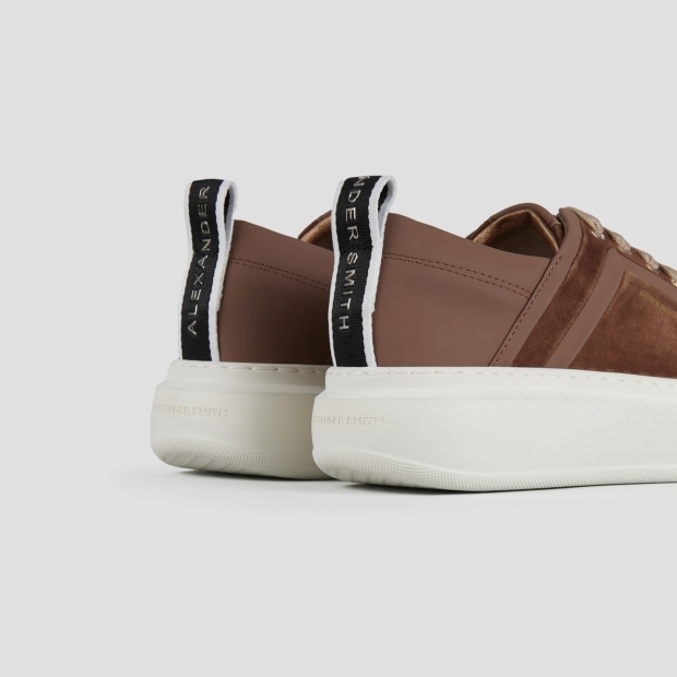 Sneakers Alexander Smith wembley donna in suede cammello con nervatura laterale e tallone in pelle - 4