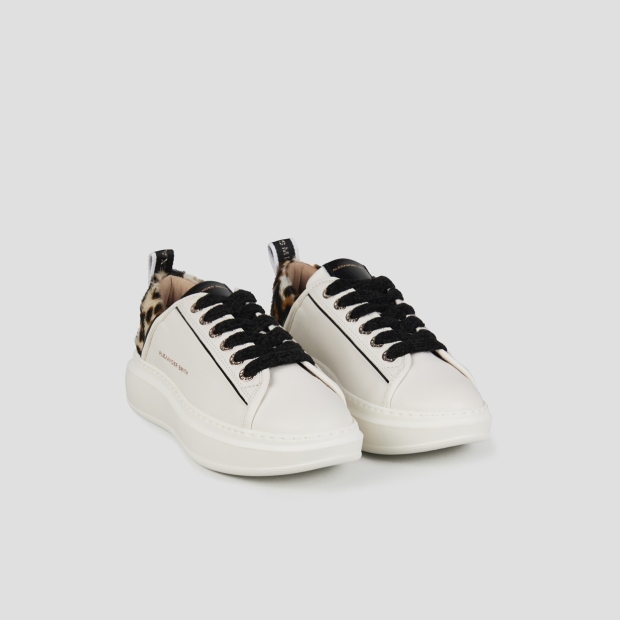 Sneakers Alexander Smith wembley donna in pelle bianca e tallone in cavallino maculato - 3