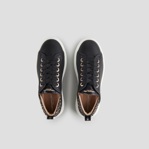 Sneakers Alexander Smith wembley donna in pelle nera e strass sul tallone - 5