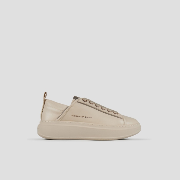 Sneakers Alexander Smith wembley donna in morbida pelle beige e suola in tinta - 1