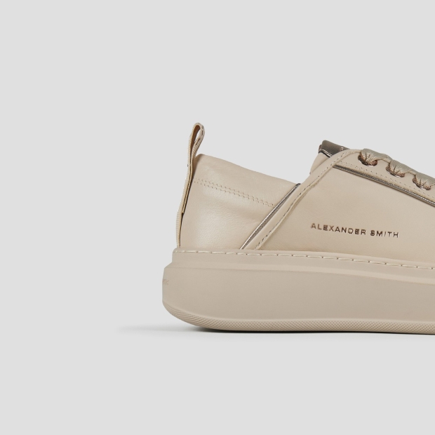 Sneakers Alexander Smith wembley donna in morbida pelle beige e suola in tinta - 2