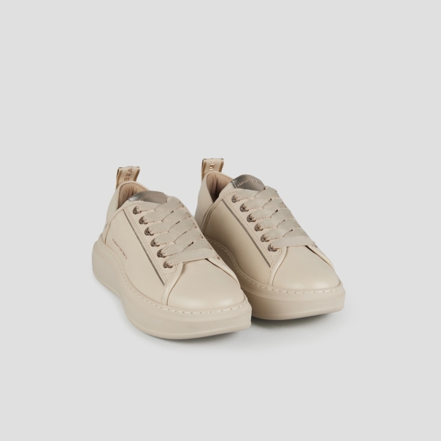 Sneakers Alexander Smith wembley donna in morbida pelle beige e suola in tinta - 3