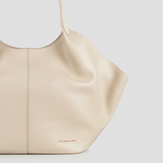 Sneakers Alexander Smith rachel large borsa a spalla in pelle bottalata avorio scuro - 5