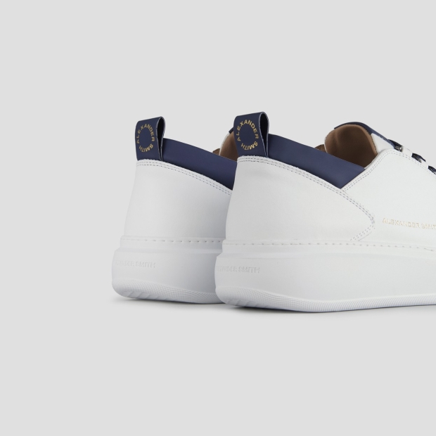 Sneakers Alexander Smith wembley uomo in morbida pelle bianca e dettagli blu - 4