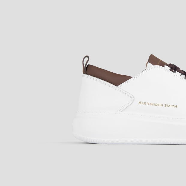 Sneakers Alexander Smith wembley uomo in morbida pelle bianca e dettagli marroni - 2