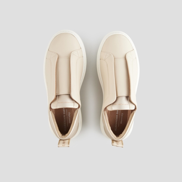 Sneakers Alexander Smith wembley slip-on donna in pelle beige - 5