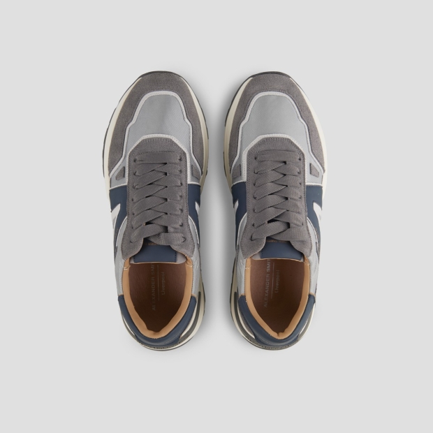 Sneakers Alexander Smith liverpool uomo in suede, nylon e cordura grigio, con logo laterale e tallone blu - 5