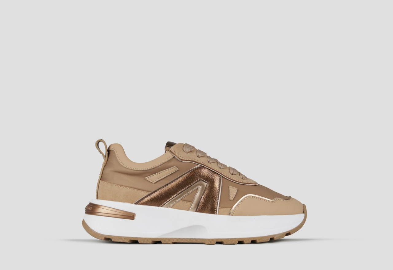 Sneakers Alexander Smith liverpool donna in nylon sabbia e laminato polveroso in tinta - 1