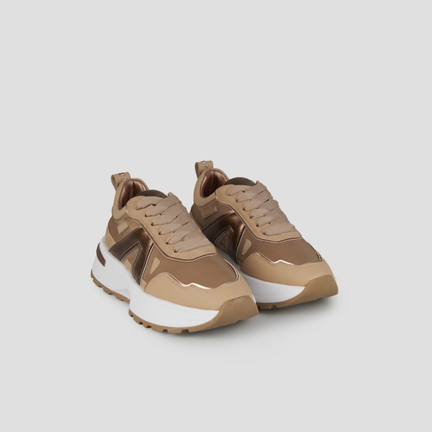 Sneakers Alexander Smith liverpool donna in nylon sabbia e laminato polveroso in tinta - 3