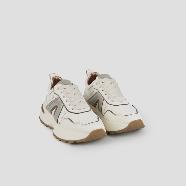 Sneakers Alexander Smith liverpool donna in pelle bianca con logo laterale in glitter argento - 3