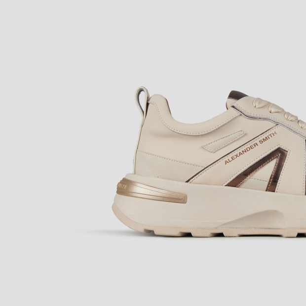 Sneakers Alexander Smith liverpool donna in pelle beige e specchiato opaco - 2