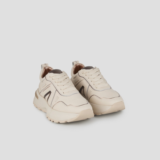 Sneakers Alexander Smith liverpool donna in pelle beige e specchiato opaco - 3