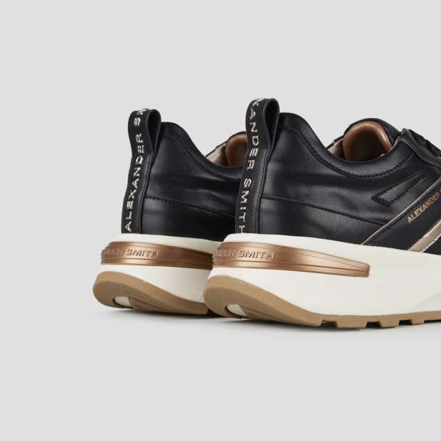 Sneakers Alexander Smith liverpool donna in pelle nera e logo laterale glitter - 4