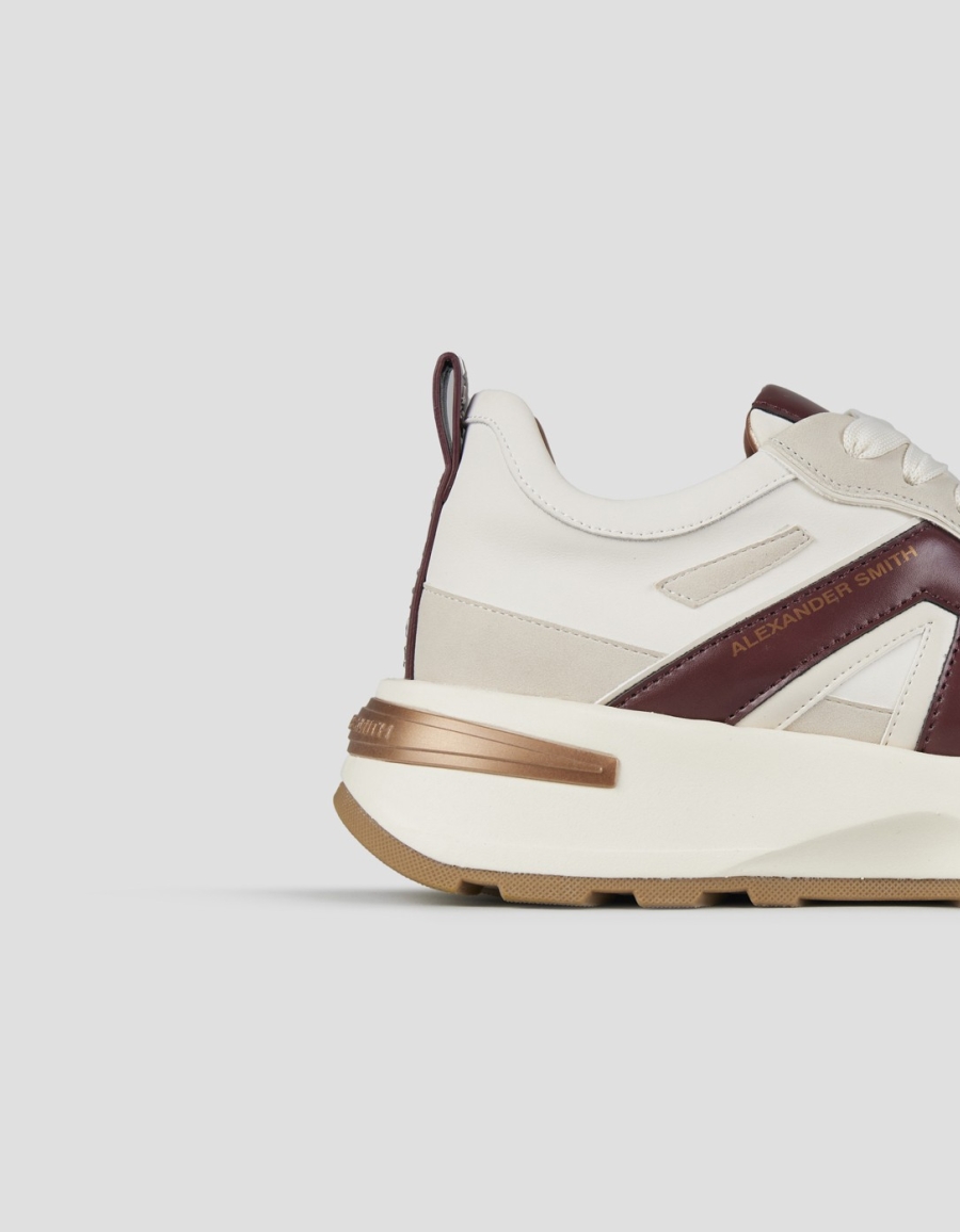 Sneakers Alexander Smith liverpool donna in pelle e suede bianco con logo laterale bordeaux - 2