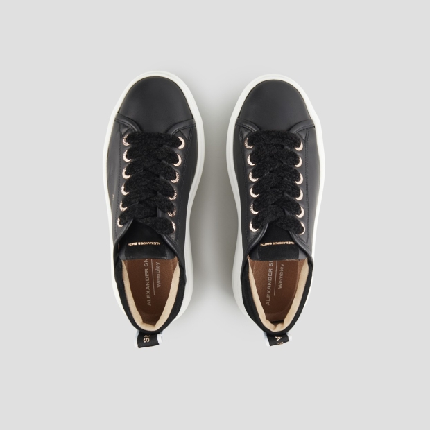 Sneakers Alexander Smith wembley alta donna in morbida pelle nera e tallone in suede - 5