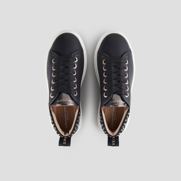 Sneakers Alexander Smith wembley donna in pelle nera con borchie sul tallone - 5