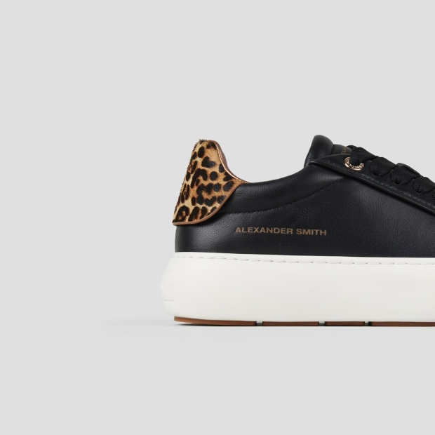 Sneakers Alexander Smith soho donna in morbida pelle nera e tallone in cavallino maculato - 2