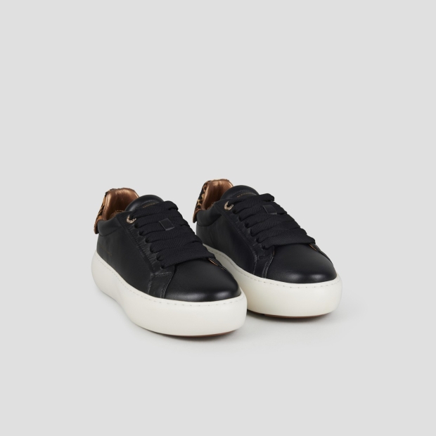 Sneakers Alexander Smith soho donna in morbida pelle nera e tallone in cavallino maculato - 3