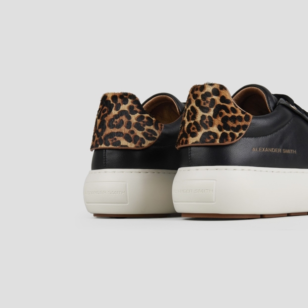 Sneakers Alexander Smith soho donna in morbida pelle nera e tallone in cavallino maculato - 4