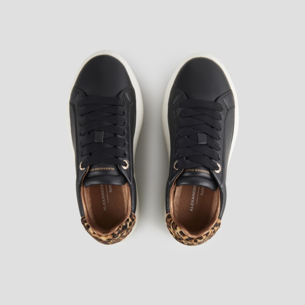 Sneakers Alexander Smith soho donna in morbida pelle nera e tallone in cavallino maculato - 5